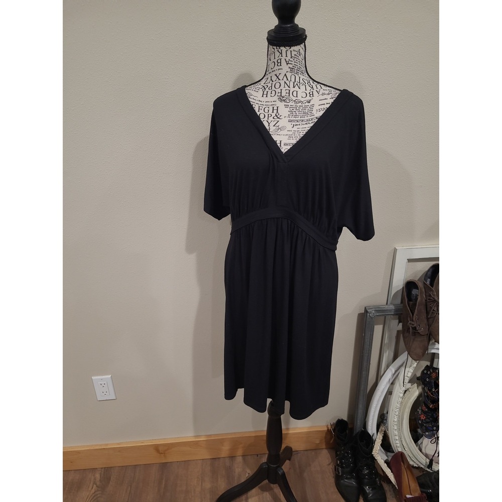 J.Jill Wearever Collection black knit V neck elastic waist women SZ‎ M petite
